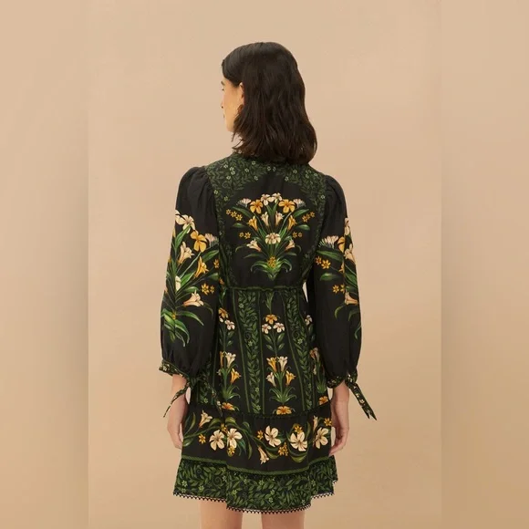 FARM Rio Black Flowers Arch Lenzing™ Ecovero™ Euroflax™ Mini Dress - Picture 7 of 7